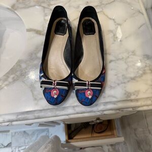 Dior Blue and Pink Floral Loafers.